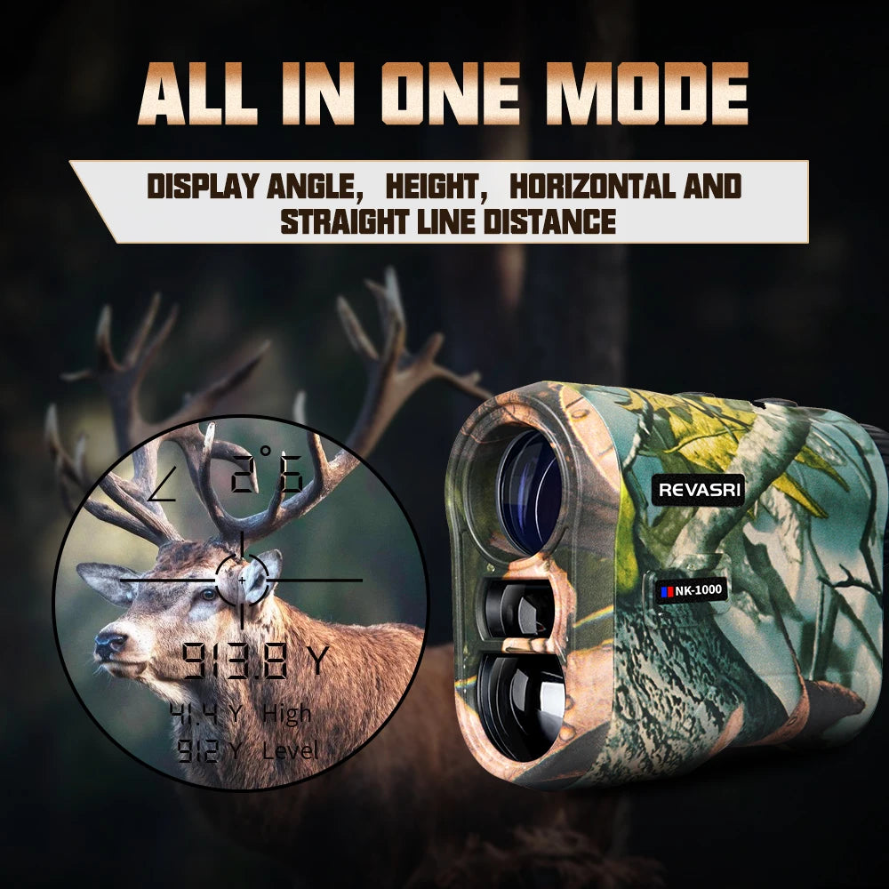 REVASRI Laser Rangefinder 1000M Hunting Range Finder with Rechargeable Battery Outdoor Target Acquisition Technology Monocular