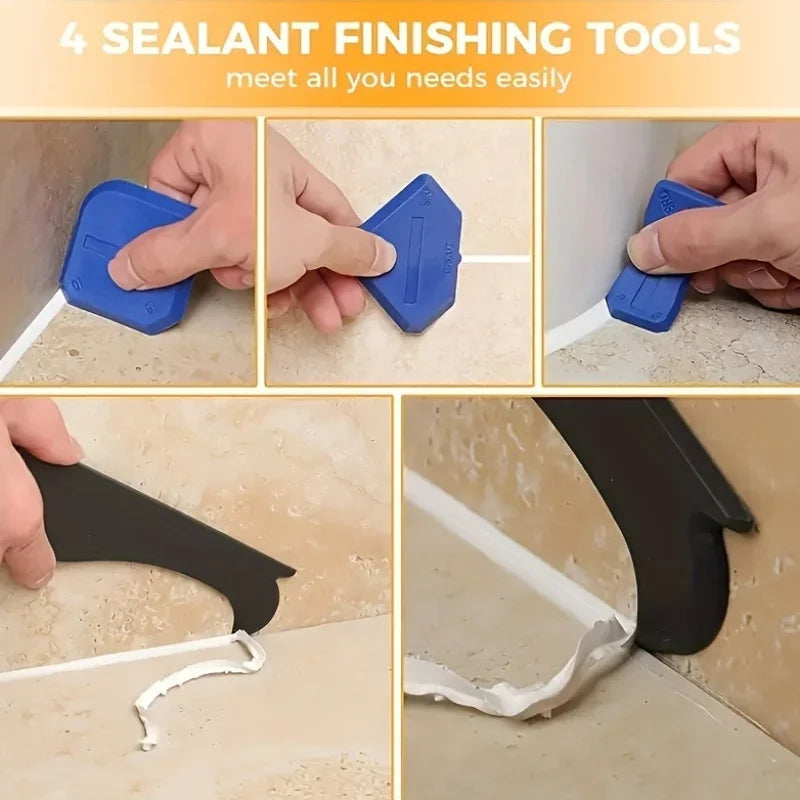 Caulking Tool Set with Metal and Silicone Heads - Manual Sealant Applicator for Precision Finishing,Durable Plastic Construction