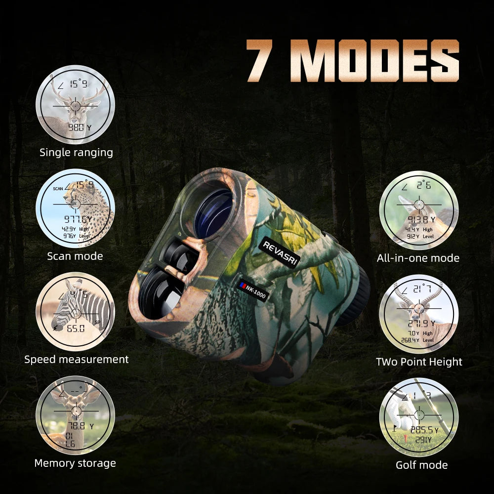 REVASRI Laser Rangefinder 1000M Hunting Range Finder with Rechargeable Battery Outdoor Target Acquisition Technology Monocular