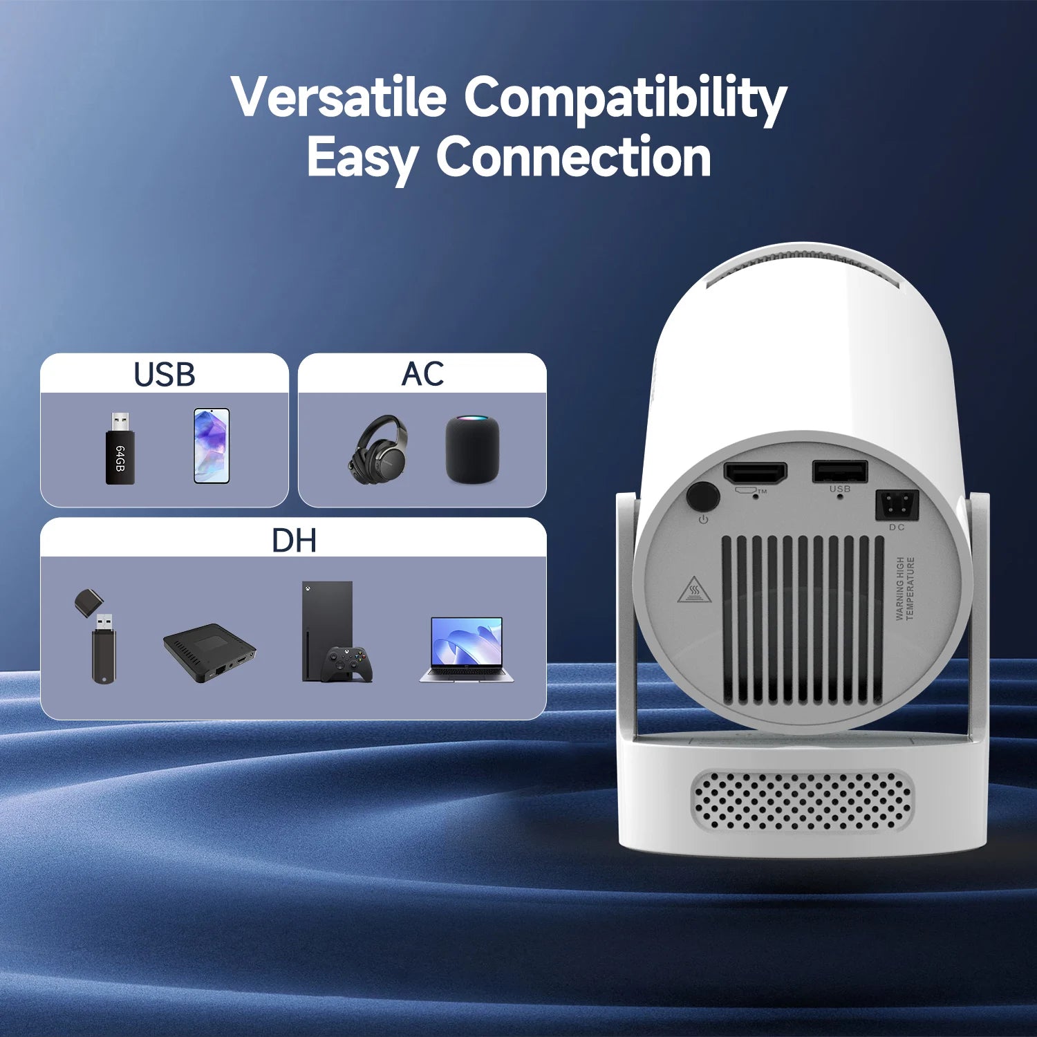 Magcubic HY300 Pro + Projector 8K 720P With 5W Speaker Android 14 8000 Lumens WiFi 6 BT5.4 Outdoor Video Home Theater Projector